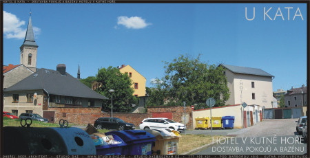 HOTEL U KATA - Kutná Hora | Vytváření městotvorného nároží. Přístavba tří pater pokojů, bazénu v suterénu a wellness provozu. Stávající stav - před přístavbou. 